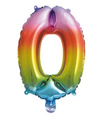 Numeral Foil Balloons - Rainbow Foil Balloon 95cm No. 0 - 95869