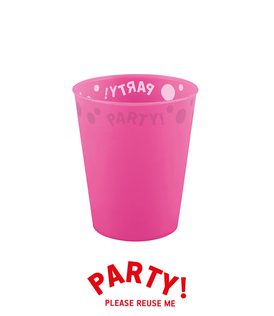 Decorata Reusable Party Products - Party Reusable Semi-transparent Cup 250ml Fluo Fucshia - 96046