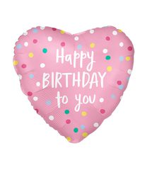 Standard & Shaped Foil Balloons - "Happy Birthday Pink Heart" Foil Balloon 46cm - 96351