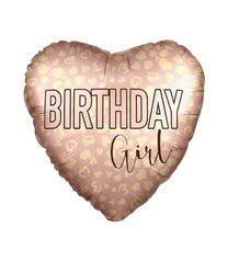 Decorated Foil Balloons - "Birthday Girl Animal Print" Heart Foil Balloon 46cm - 96357