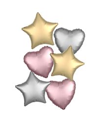 Unicolor Foil Balloons - "Satin Gold/Rose Gold/Silver Bouquet" Foil Balloons 46cm - 96358