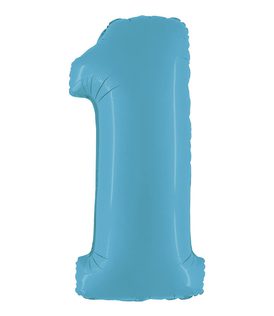 Numeral Foil Balloons - Satin Blue Foil Balloon 95cm No. 1 - 96367