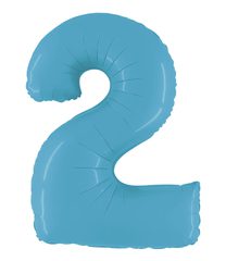 Numeral Foil Balloons - Satin Blue Foil Balloon 95cm No. 2 - 96368