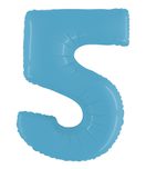 Numeral Foil Balloons - Satin Blue Foil Balloon 95cm No. 5 - 96371