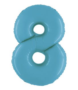 Numeral Foil Balloons - Satin Blue Foil Balloon 95cm No. 8 - 96374