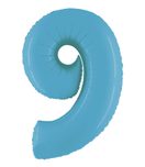 Numeral Foil Balloons - Satin Blue Foil Balloon 95cm No. 9 - 96375
