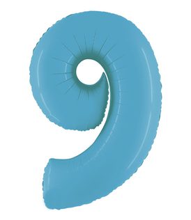 Numeral Foil Balloons - Satin Blue Foil Balloon 95cm No. 9 - 96375