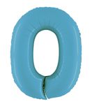 Numeral Foil Balloons - Satin Blue Foil Balloon 95cm No. 0 - 96376