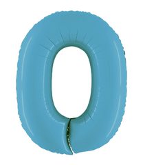 Numeral Foil Balloons - Satin Blue Foil Balloon 95cm No. 0 - 96376