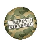 Decorated Foil Balloons - "Happy Birthday Camouflage" Round Foil Balloon 46cm - 96380