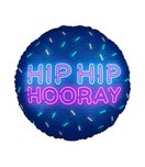 Decorated Foil Balloons - "Hip Hip Hooray" Round Foil Balloon 46cm - 96382