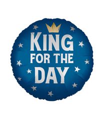 Decorated Foil Balloons - "King for the Day" Round Foil Balloon 46cm - 96383