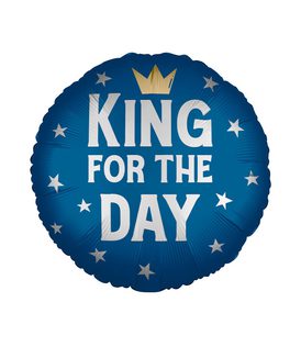 Decorated Foil Balloons - "King for the Day" Round Foil Balloon 46cm - 96383