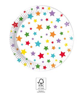 Multicolour Bright Stars - FSC Paper Plates Next Generation Medium 20cm - 96505