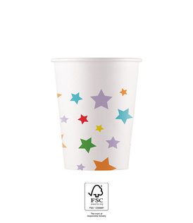 Multicolour Bright Stars - FSC Paper Cups 200ml - 96506