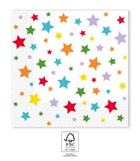 Multicolour Bright Stars - FSC Two-Ply Paper Napkins 33x33cm - 96507