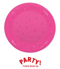 Decorata Reusable Party Products - Party Reusable Semi-transparent Plate 21cm Fluo Fucshia - 96519