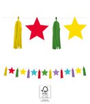 Multicolour Bright Stars - FSC Paper Garland with Multicolour Stars & Tassels - 96611