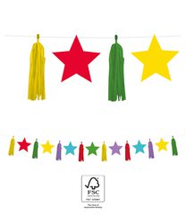 Multicolour Bright Stars - FSC Paper Garland with Multicolour Stars & Tassels - 96611