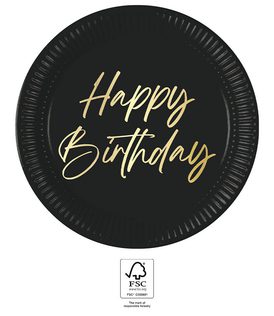 Elegant Happy Birthday - FSC Paper Plates Next Generation Large 23cm - 96613