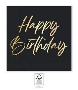 Elegant Happy Birthday - FSC Two-Ply Paper Napkins 33x33cm - 96615