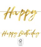 Elegant Happy Birthday - FSC Paper Garland "Happy Birthday" - Metallic Gold - 96616