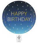 Golden Happy Birthday - FSC Paper Plates Next Generation Large 23cm Blue - 96620