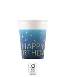 Golden Happy Birthday - FSC Paper Cups 200ml Blue - 96621