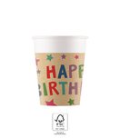 Kraft Happy Birthday with Stars - FSC Paper Cups 200ml - 96730