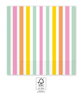 Napkin Designs - FSC Two-Ply paper Napkins 33x33cm Pastel Stripes - 96733