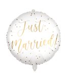 Decorated Foil Balloons - "Just Married" Round Foil Balloon 46cm - 96798