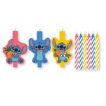 Stitch & Angel - Printed Birthday Candles Stitch & Spiral Multicolor Candles with Holders - 97563