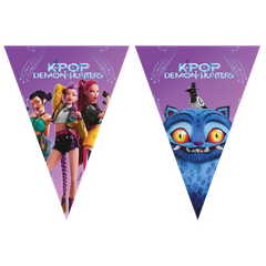 K-Pop Demon Hunters - FSC Paper Triangle Flag Banner (9 Flags) - 98646