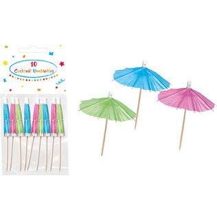 Wooden Products - Unicolour Cocktail Umbrellas (Fuchsia, Green, Blue) - 89178