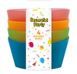 Decorata Reusable Products - Reusable Semi-transparent Party bowls 13cm. 4 colors assorted - 94595